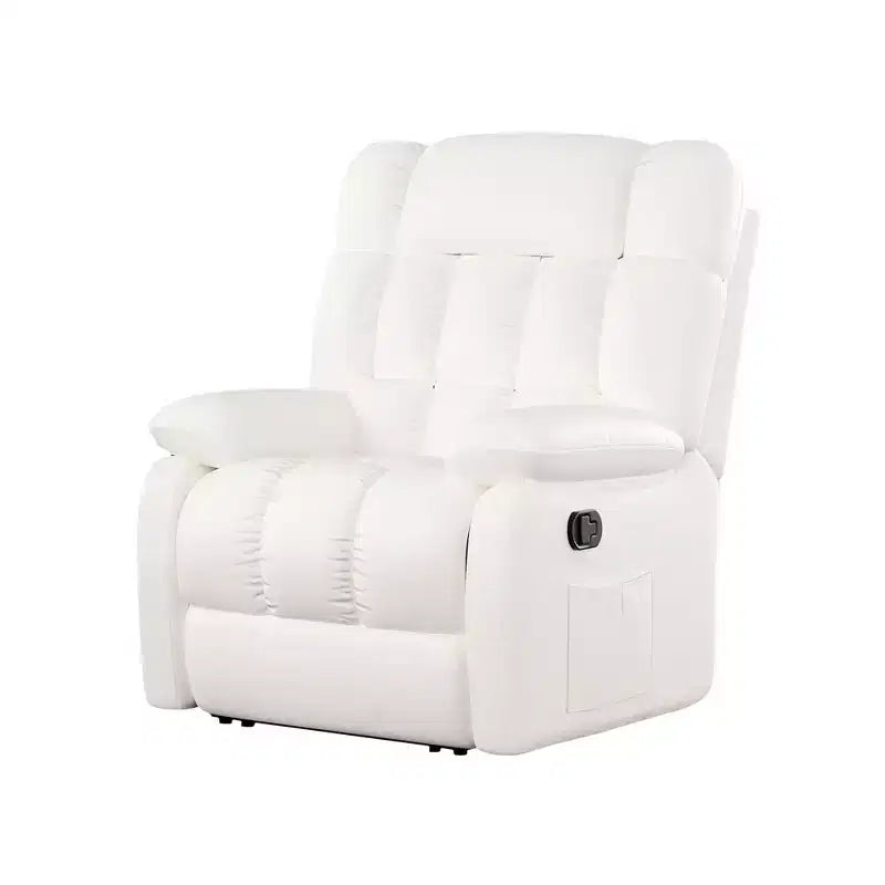 MAYEERTY Ergonomic Recliner Chair 110-160x Adjustable Recline Footrest Side Pocket for Living Room Beige