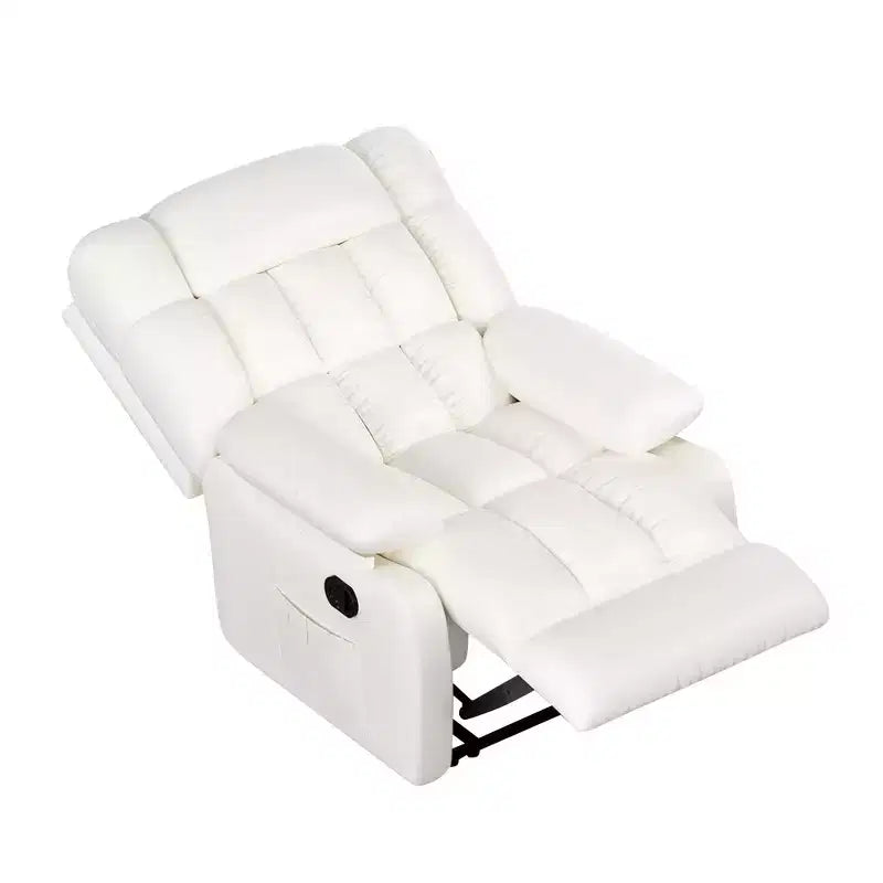 MAYEERTY Ergonomic Recliner Chair 110-160x Adjustable Recline Footrest Side Pocket for Living Room Beige