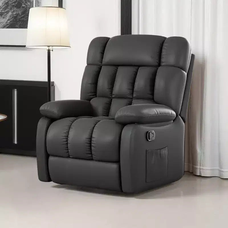 MAYEERTY Ergonomic Recliner Chair 110-160x Adjustable Recline Footrest Side Pocket for Living Room Black