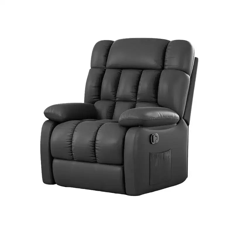 MAYEERTY Ergonomic Recliner Chair 110-160x Adjustable Recline Footrest Side Pocket for Living Room Black