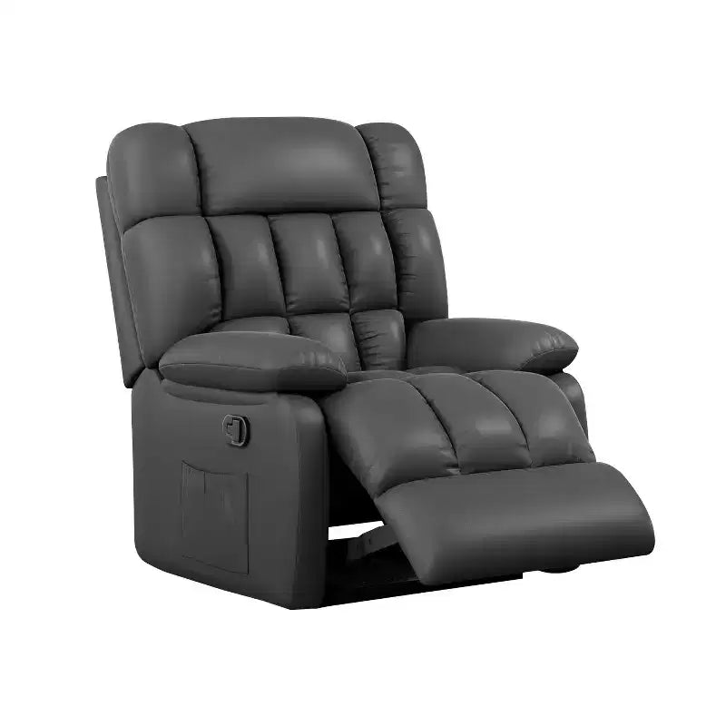MAYEERTY Ergonomic Recliner Chair 110-160x Adjustable Recline Footrest Side Pocket for Living Room Black