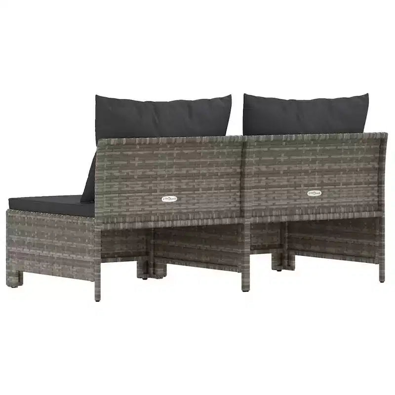 vidaXL Sofá de Jardín y Patio de 2 Plazas Lujoso Mueble de Exterior de Ratán Sintético Gris con Cojines Conjunto de Salón Ligero y Resistente a la Intemperie