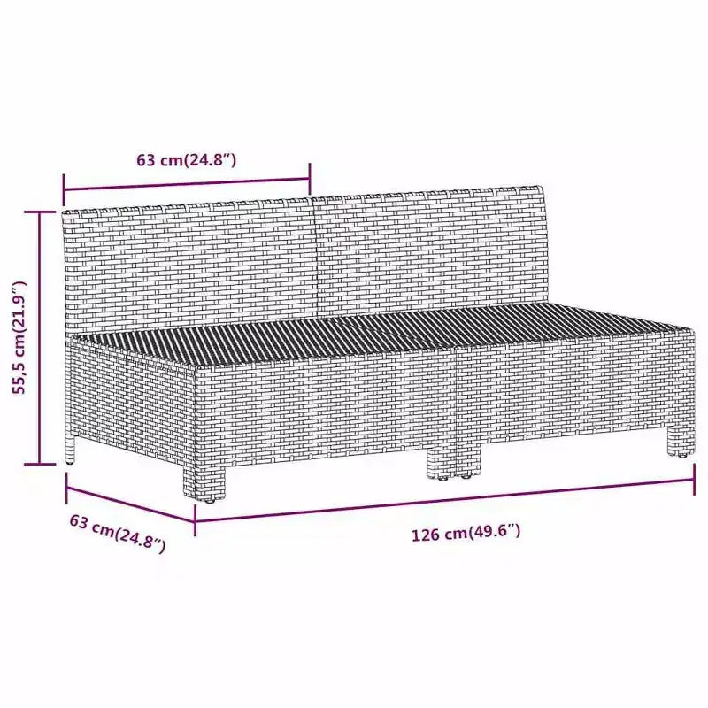 vidaXL Sofá de Jardín y Patio de 2 Plazas Lujoso Mueble de Exterior de Ratán Sintético Gris con Cojines Conjunto de Salón Ligero y Resistente a la Intemperie