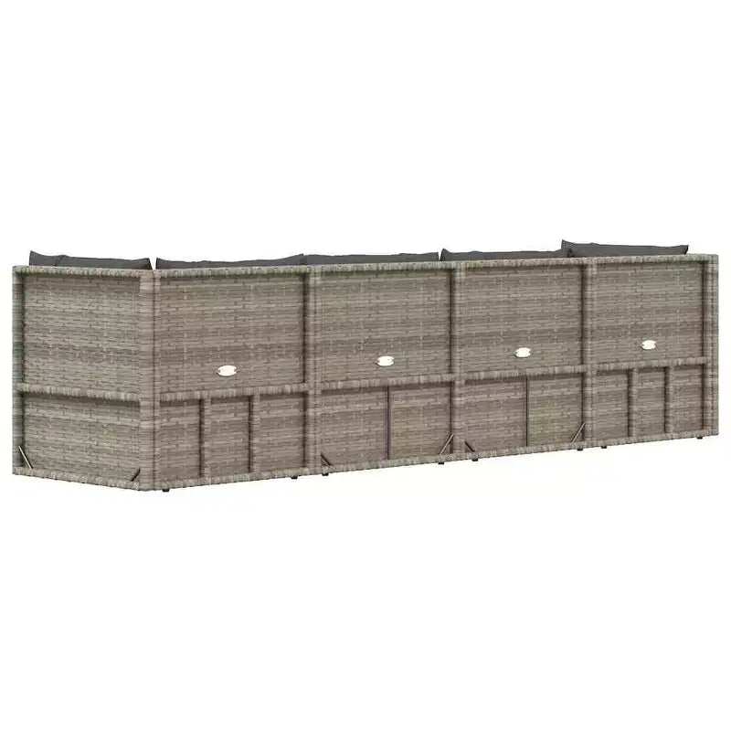 vidaXL Juego de Muebles de Jardín de 5 Piezas - Duradero Juego de Muebles de Ratán Sintético Gris con Estructura de Acero, Sofá Esquinero Ajustable, Cojines Gruesos, Diseño Modular