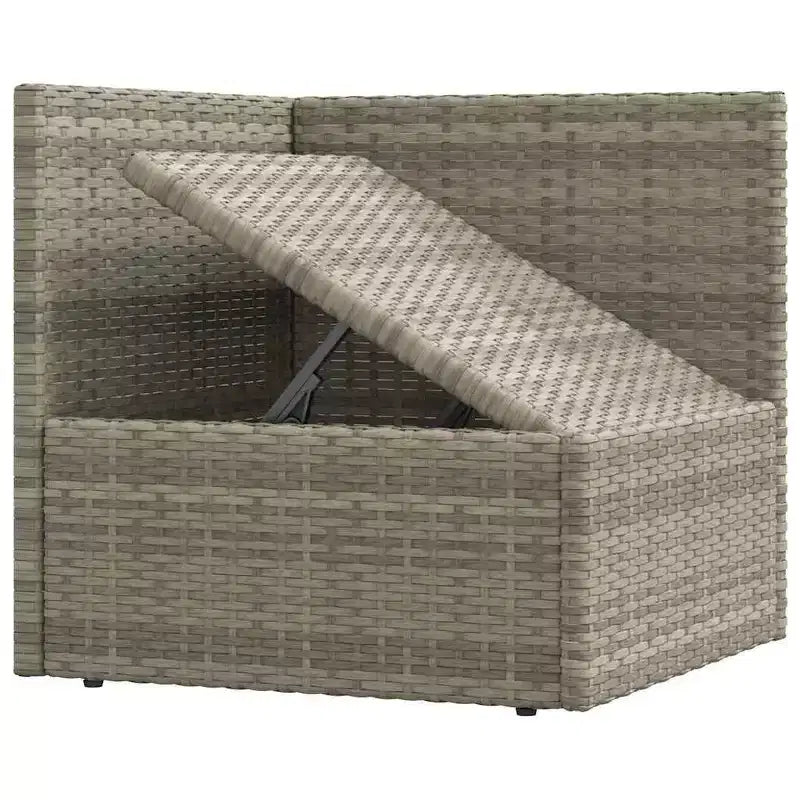 vidaXL Juego de Muebles de Jardín de 5 Piezas - Duradero Juego de Muebles de Ratán Sintético Gris con Estructura de Acero, Sofá Esquinero Ajustable, Cojines Gruesos, Diseño Modular