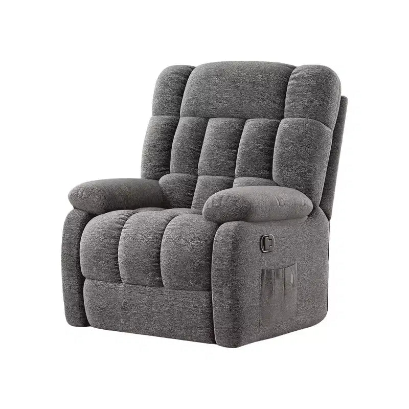 MAYEERTY Ergonomic Recliner Chair 110-160x Adjustable Recline Footrest Side Pocket for Living Room Gray