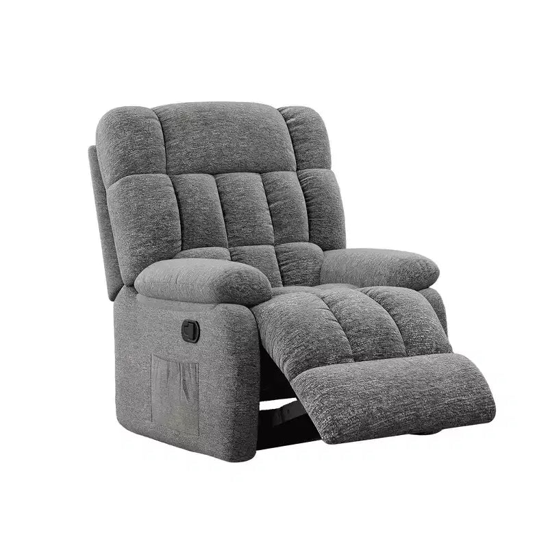 MAYEERTY Ergonomic Recliner Chair 110-160x Adjustable Recline Footrest Side Pocket for Living Room Gray