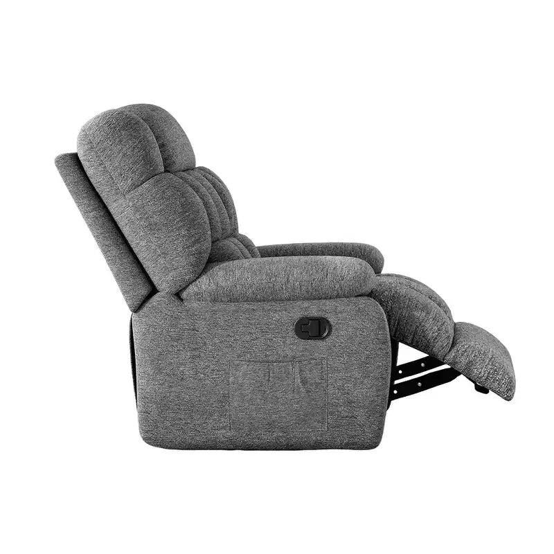 MAYEERTY Ergonomic Recliner Chair 110-160x Adjustable Recline Footrest Side Pocket for Living Room Gray