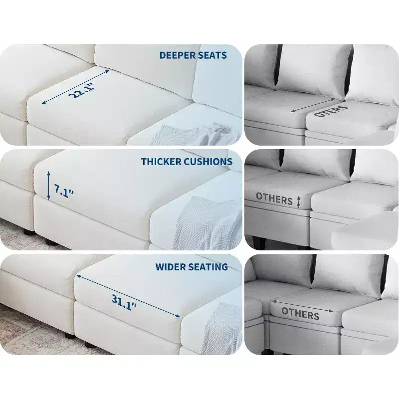 GustoWave L-Shaped Modular Sectional Sofa, Oversized 9 Seat Couch with 2 Storage Ottoman, Modern Deep Seat Comfy Chenille Sleeper Sofa