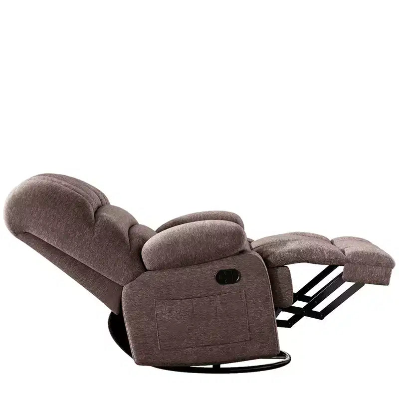 MAYEERTY Brown Oversized Swivel Rocker Recliner Chair For Adults Living Room