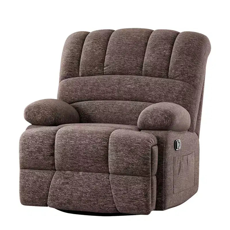 MAYEERTY Brown Oversized Swivel Rocker Recliner Chair For Adults Living Room