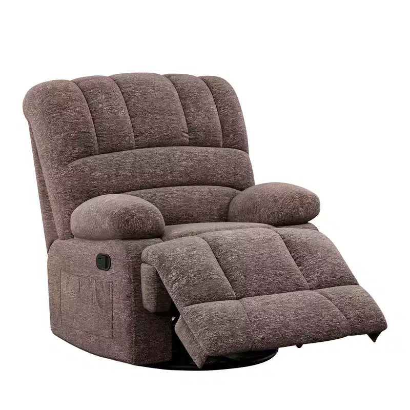 MAYEERTY Brown Oversized Swivel Rocker Recliner Chair For Adults Living Room