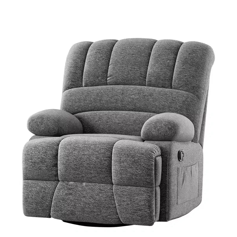 MAYEERTY Dark Gray Oversized Swivel Rocker Recliner Chair For Adults Living Room