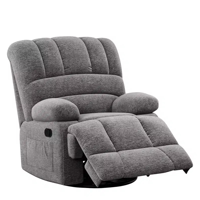 MAYEERTY Dark Gray Oversized Swivel Rocker Recliner Chair For Adults Living Room