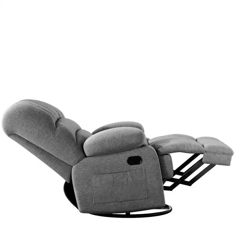 MAYEERTY Dark Gray Oversized Swivel Rocker Recliner Chair For Adults Living Room