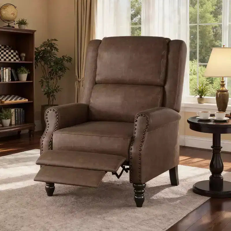 MAYEERTY Coffee Faux Leather Pushback Recliner Chair Ergonomic Design for Living Room Bedroom RV