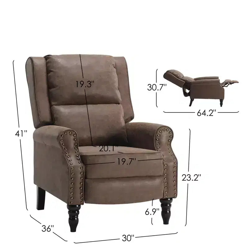 MAYEERTY Coffee Faux Leather Pushback Recliner Chair Ergonomic Design for Living Room Bedroom RV