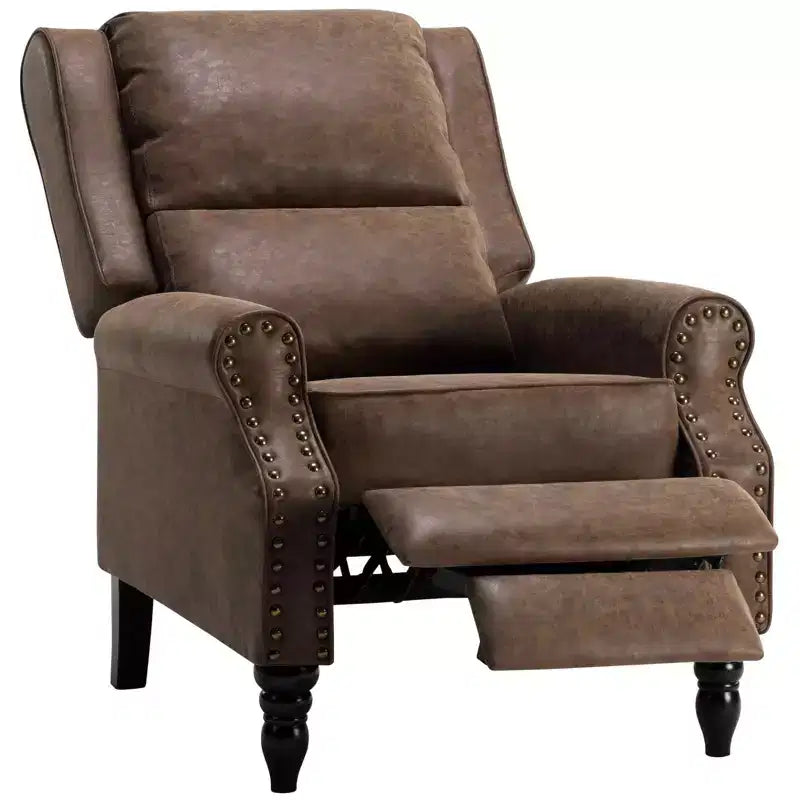 MAYEERTY Coffee Faux Leather Pushback Recliner Chair Ergonomic Design for Living Room Bedroom RV