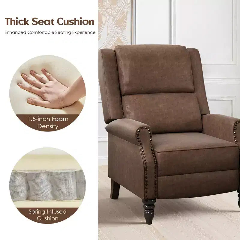 MAYEERTY Coffee Faux Leather Pushback Recliner Chair Ergonomic Design for Living Room Bedroom RV