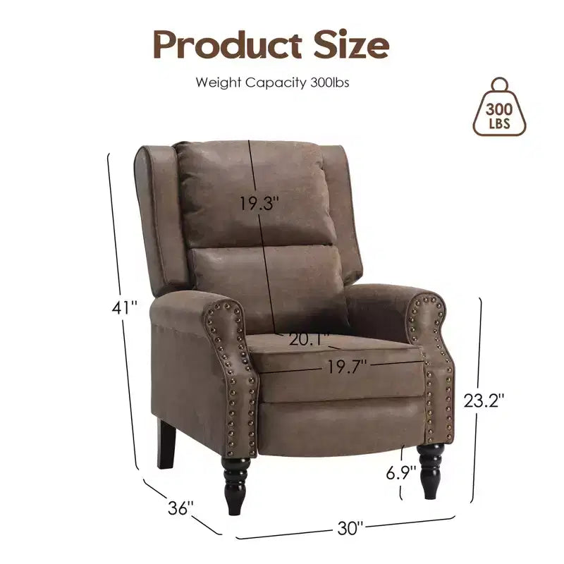 MAYEERTY Coffee Faux Leather Pushback Recliner Chair Ergonomic Design for Living Room Bedroom RV