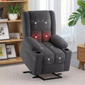 MAYEERTY Gray Power Lift Recliner Chair With Massage Heat USB Ports Cup Holders for Senior Comfort