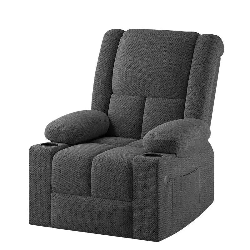 MAYEERTY Gray Power Lift Recliner Chair With Massage Heat USB Ports Cup Holders for Senior Comfort