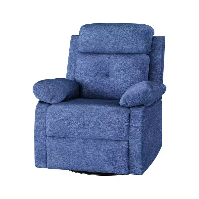 MAYEERTY Blue Small Swivel Rocker Recliner Space Saving Design for Women Fits Bedroom Living Room