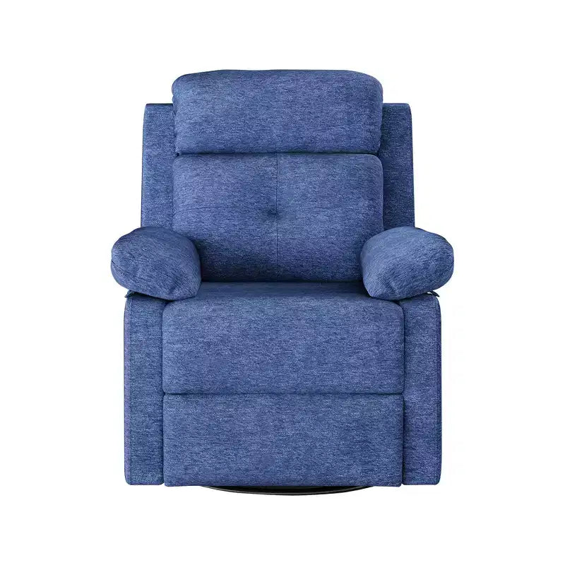 MAYEERTY Blue Small Swivel Rocker Recliner Space Saving Design for Women Fits Bedroom Living Room