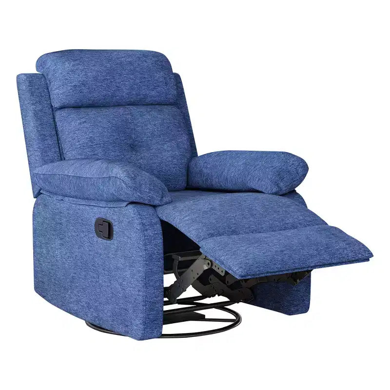 MAYEERTY Blue Small Swivel Rocker Recliner Space Saving Design for Women Fits Bedroom Living Room