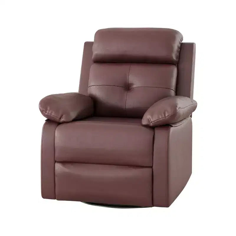 MAYEERTY Brown Small Swivel Rocker Recliner Space Saving Design for Women Fits Bedroom Living Room
