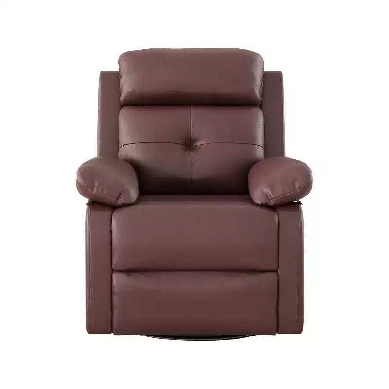 MAYEERTY Brown Small Swivel Rocker Recliner Space Saving Design for Women Fits Bedroom Living Room