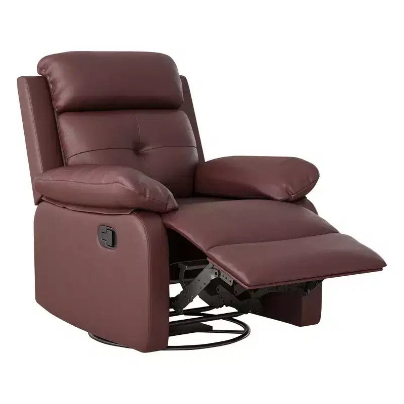 MAYEERTY Brown Small Swivel Rocker Recliner Space Saving Design for Women Fits Bedroom Living Room