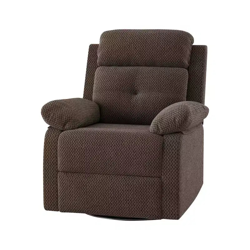 MAYEERTY Chocolate Small Swivel Rocker Recliner Space Saving Design for Women Fits Bedroom Living Room