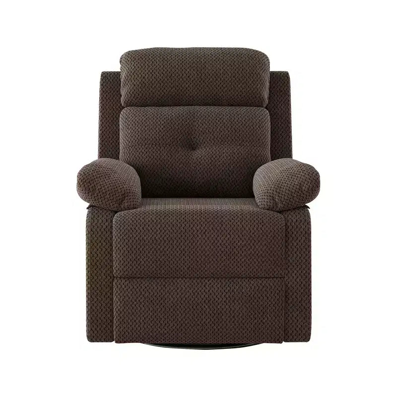 MAYEERTY Chocolate Small Swivel Rocker Recliner Space Saving Design for Women Fits Bedroom Living Room