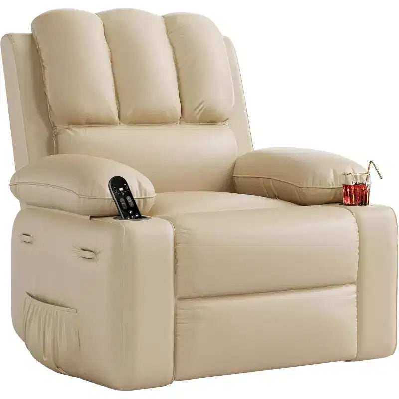 Manual Recliner Chair, PU Leather Reclining Sofa Chair, Modern Comfy Armchair for Bedroom or Living Room, Leather Recliner Chair for Adults