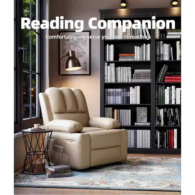 Manual Recliner Chair, PU Leather Reclining Sofa Chair, Modern Comfy Armchair for Bedroom or Living Room, Leather Recliner Chair for Adults