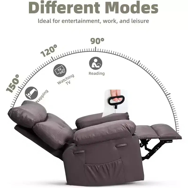 Oversized Leather Recliner Chair, Extra Wide Manual Recliner, Lazy Chair with 1.5X Sponge Comfort Arm and Back for Living Room, Bedroom