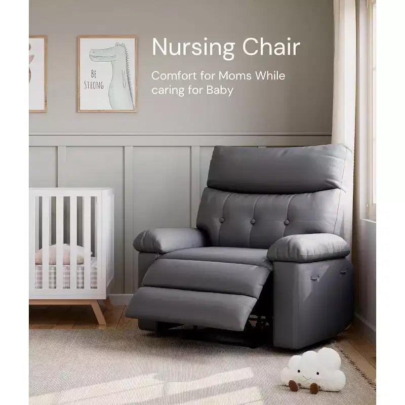 Oversized Leather Recliner Chair, Extra Wide Manual Recliner, Lazy Chair with 1.5X Sponge Comfort Arm and Back for Living Room, Bedroom