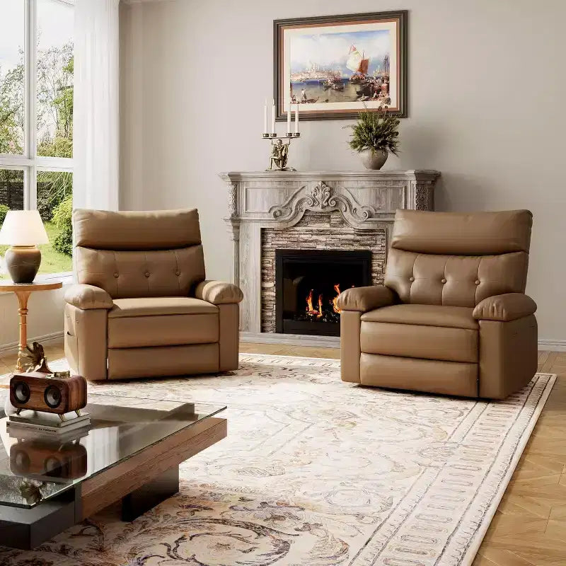 Oversized Leather Recliner Chair, Extra Wide Manual Recliner, Lazy Chair with 1.5X Sponge Comfort Arm and Back for Living Room, Bedroom