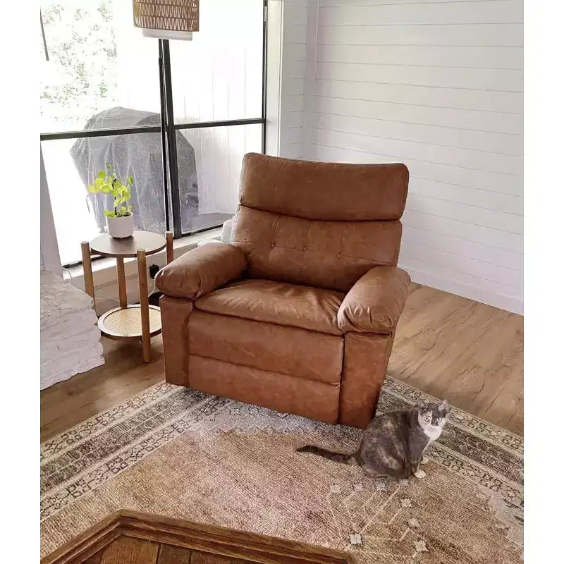 Oversized Leather Recliner Chair, Extra Wide Manual Recliner, Lazy Chair with 1.5X Sponge Comfort Arm and Back for Living Room, Bedroom