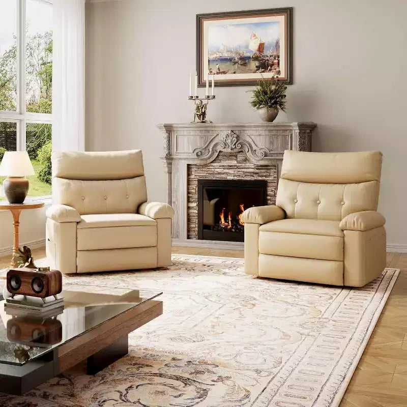 Oversized Leather Recliner Chair, Extra Wide Manual Recliner, Lazy Chair with 1.5X Sponge Comfort Arm and Back for Living Room, Bedroom