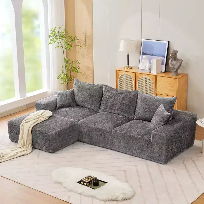 110'' Modular Sectional Sofa  L-Shaped Cloud Couch with Chaise, Deep Seat Chenille Sofa, No Assembly