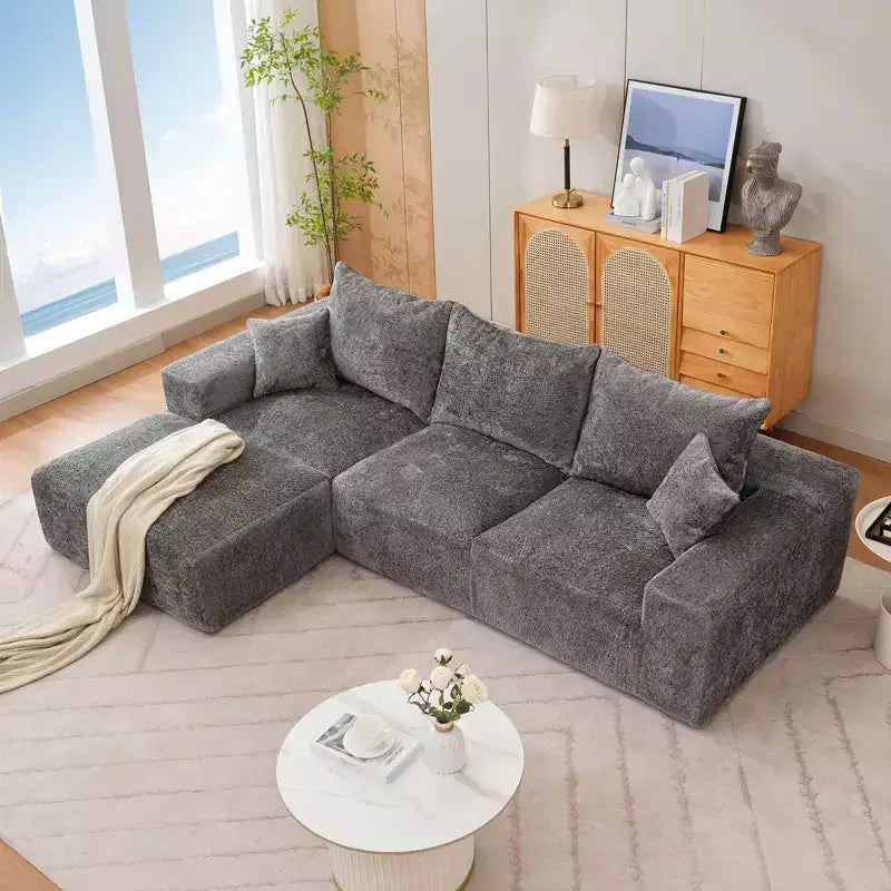 110'' Modular Sectional Sofa  L-Shaped Cloud Couch with Chaise, Deep Seat Chenille Sofa, No Assembly