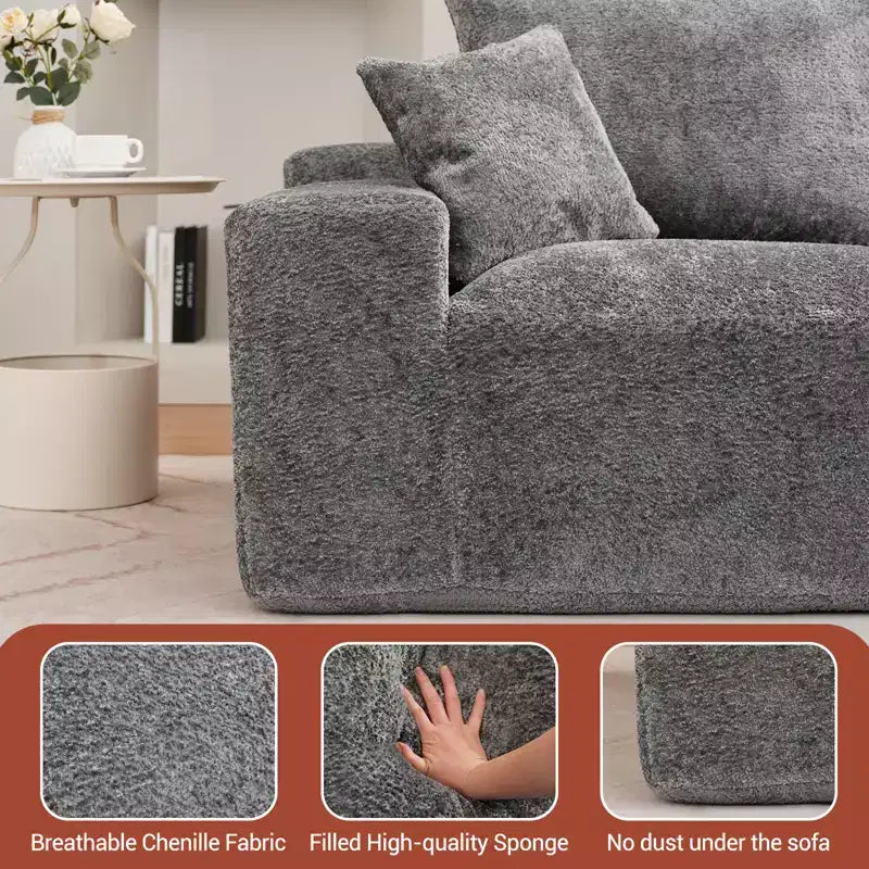 110'' Modular Sectional Sofa  L-Shaped Cloud Couch with Chaise, Deep Seat Chenille Sofa, No Assembly