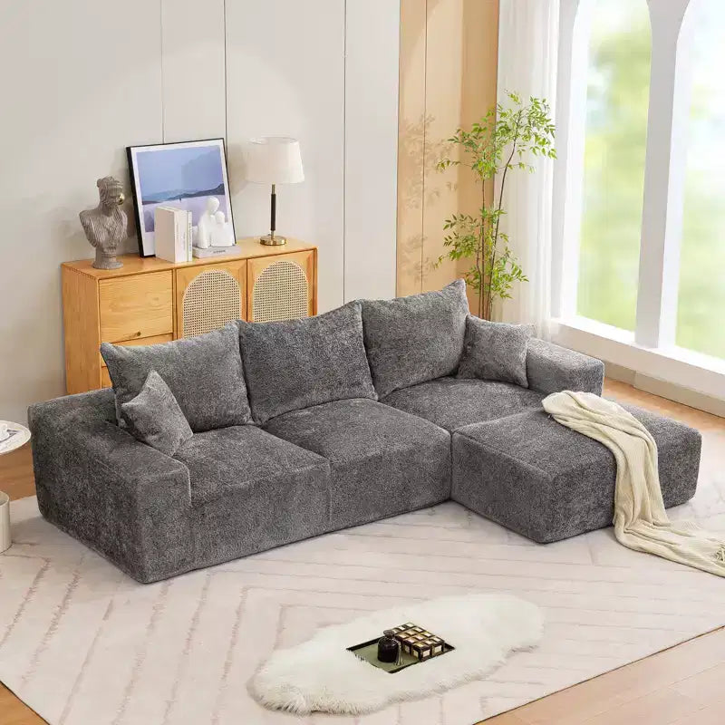 110'' Modular Sectional Sofa  L-Shaped Cloud Couch with Chaise, Deep Seat Chenille Sofa, No Assembly