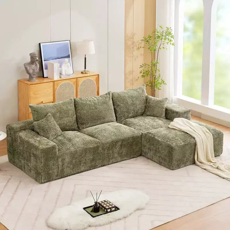 110'' Modular Sectional Sofa  L-Shaped Cloud Couch with Chaise, Deep Seat Chenille Sofa, No Assembly