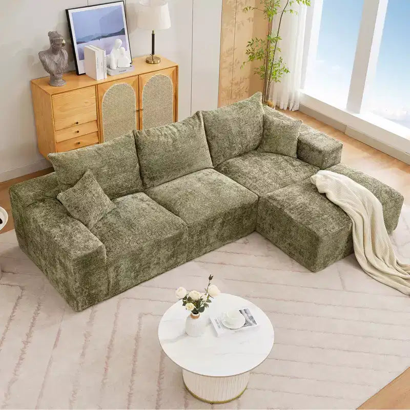 110'' Modular Sectional Sofa  L-Shaped Cloud Couch with Chaise, Deep Seat Chenille Sofa, No Assembly