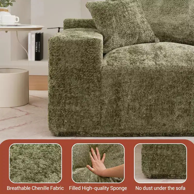 110'' Modular Sectional Sofa  L-Shaped Cloud Couch with Chaise, Deep Seat Chenille Sofa, No Assembly