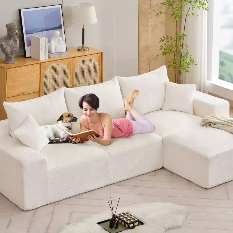 110'' Modular Sectional Sofa  L-Shaped Cloud Couch with Chaise, Deep Seat Chenille Sofa, No Assembly