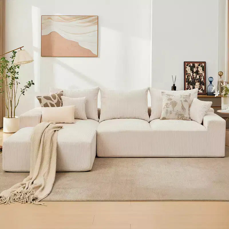 110'' Modular Sectional Sofa  L-Shaped Cloud Couch with Chaise, Deep Seat Chenille Sofa, No Assembly